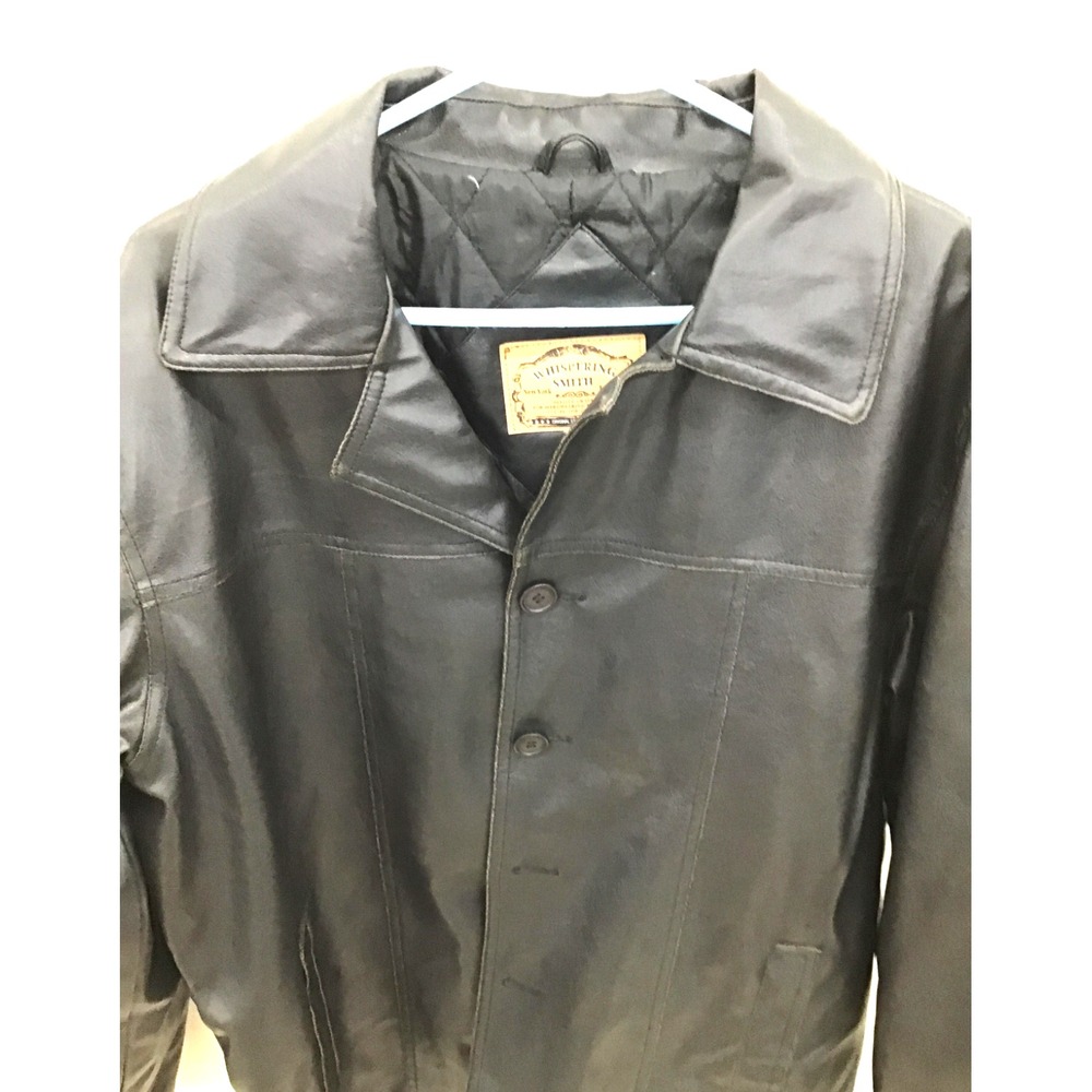 Whispering Smith  Men's Faux Leather Black Jacket SZ M